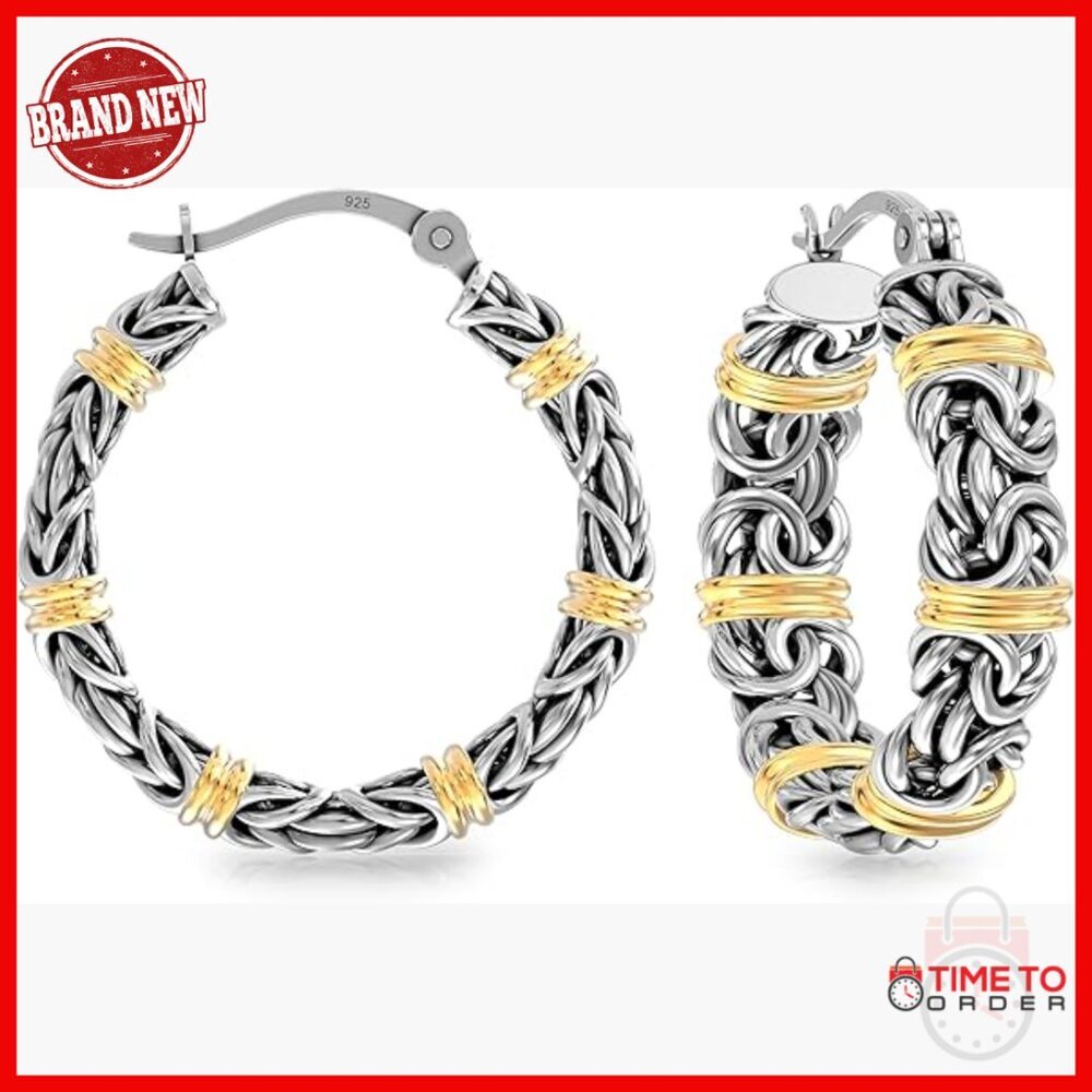 Sterling Silver Hoop Earrings 25mm Lightweight Click-Top Closure